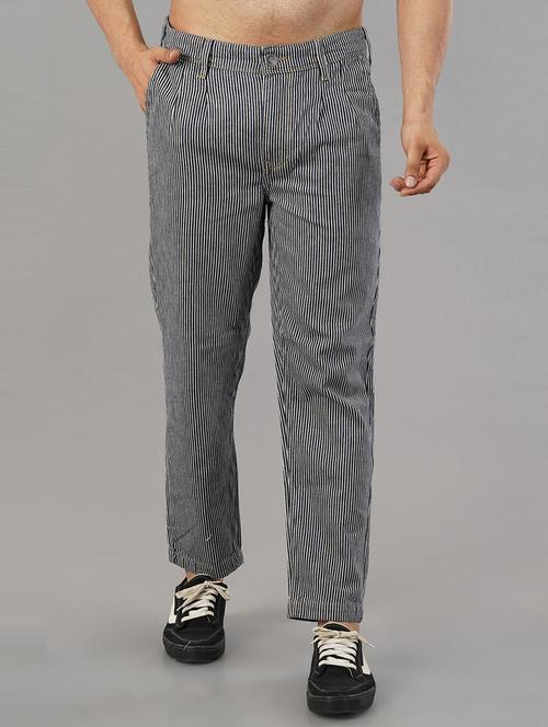 black & white striped printed casual trouser - 21145207 -  Standard Image - 0