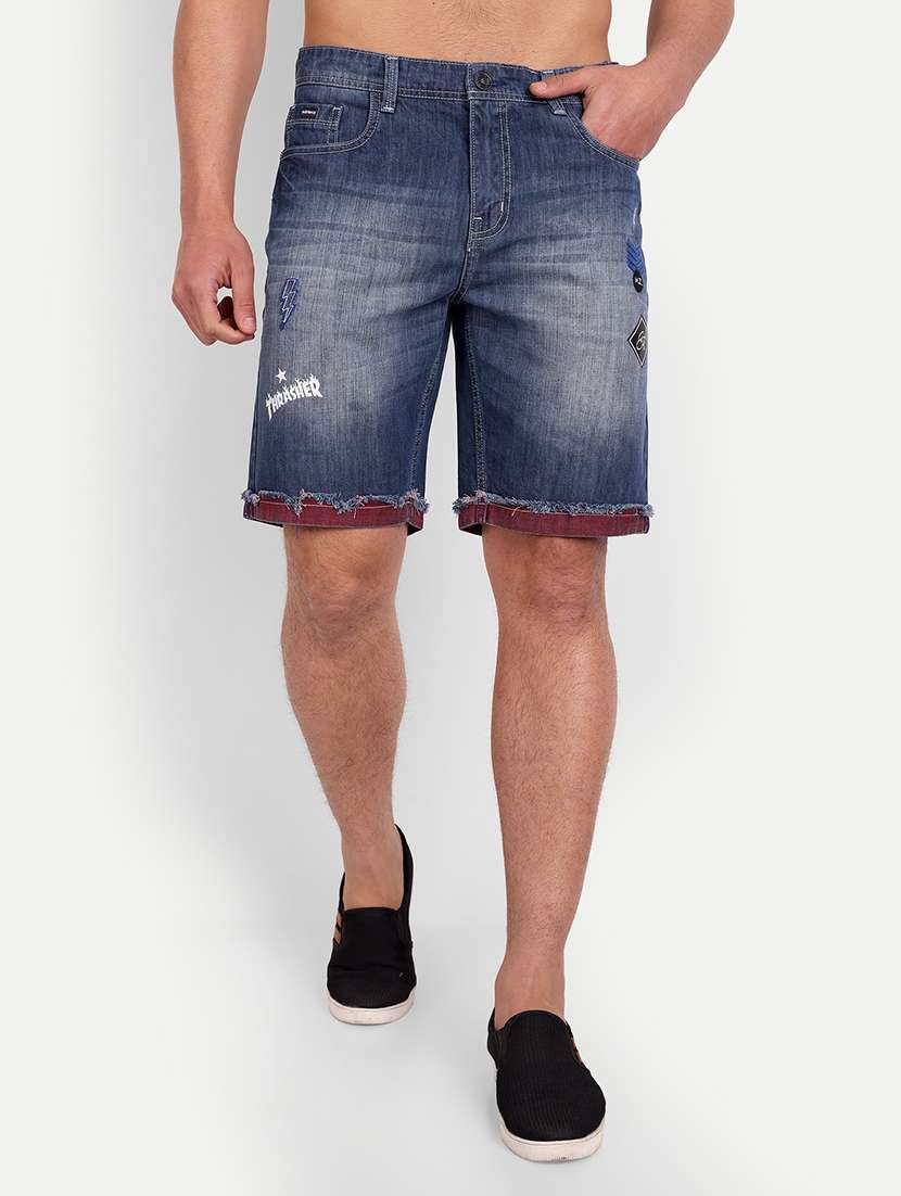 men blue denim shorts - 21145239 -  Zoom Image - 0
