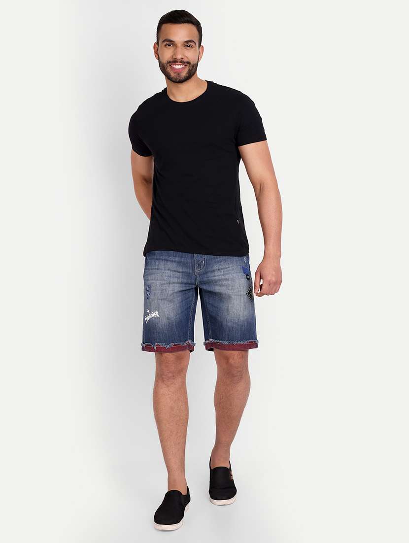 men blue denim shorts - 21145239 - Standard Image - 3