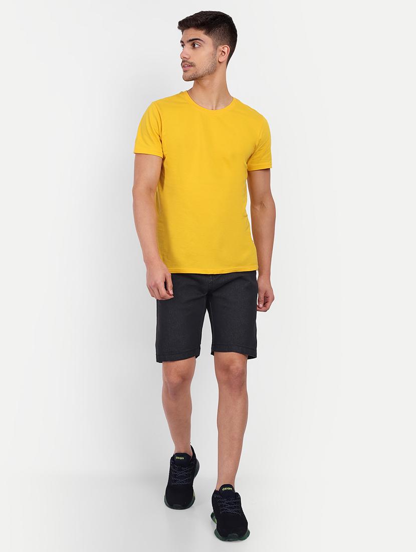 solid black denim shorts - 21145251 - Standard Image - 3
