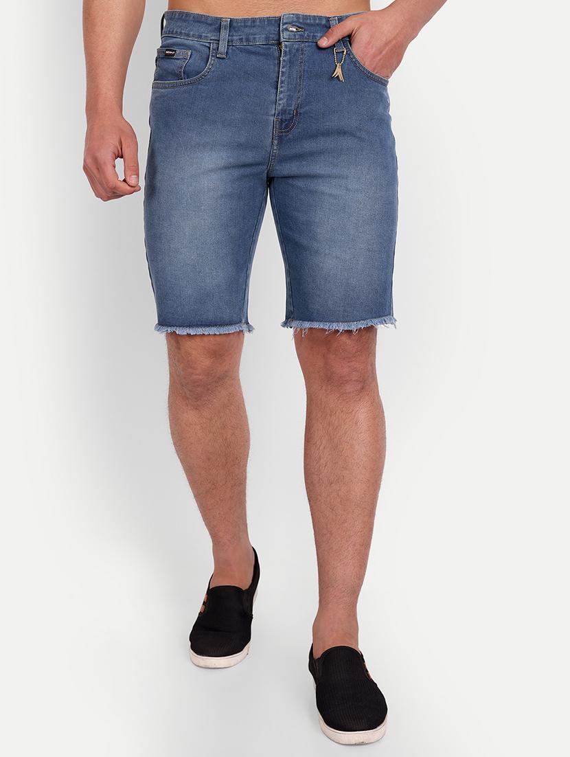 solid blue denim shorts - 21145252 - Zoom Image - 0