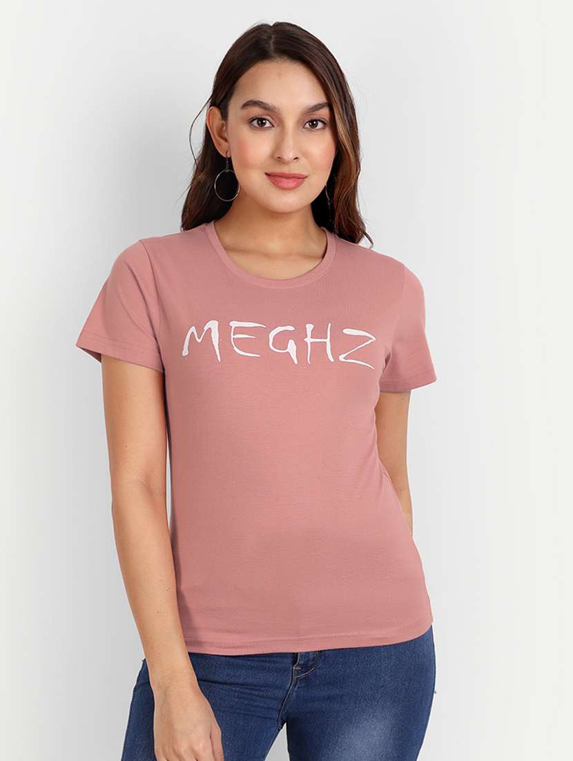 pink chest printed regular t-shirt