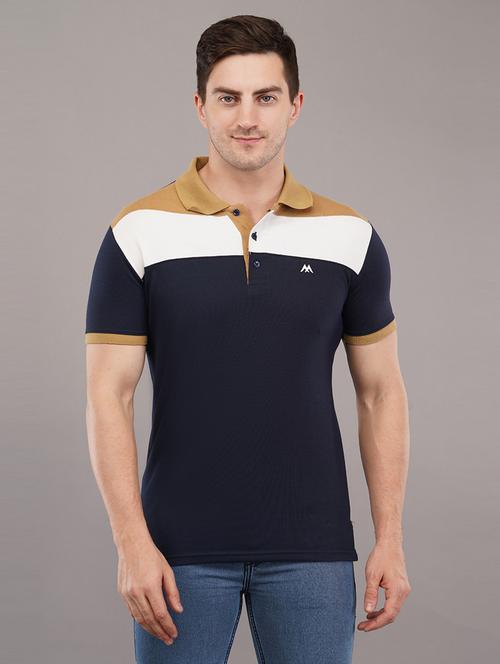 navy blue front taped detailed polo t-shirt - 21145275 -  Standard Image - 0