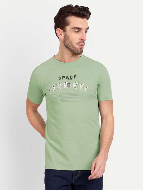 green chest printed casual t-shirt - 21145297 -  Standard Image - 0