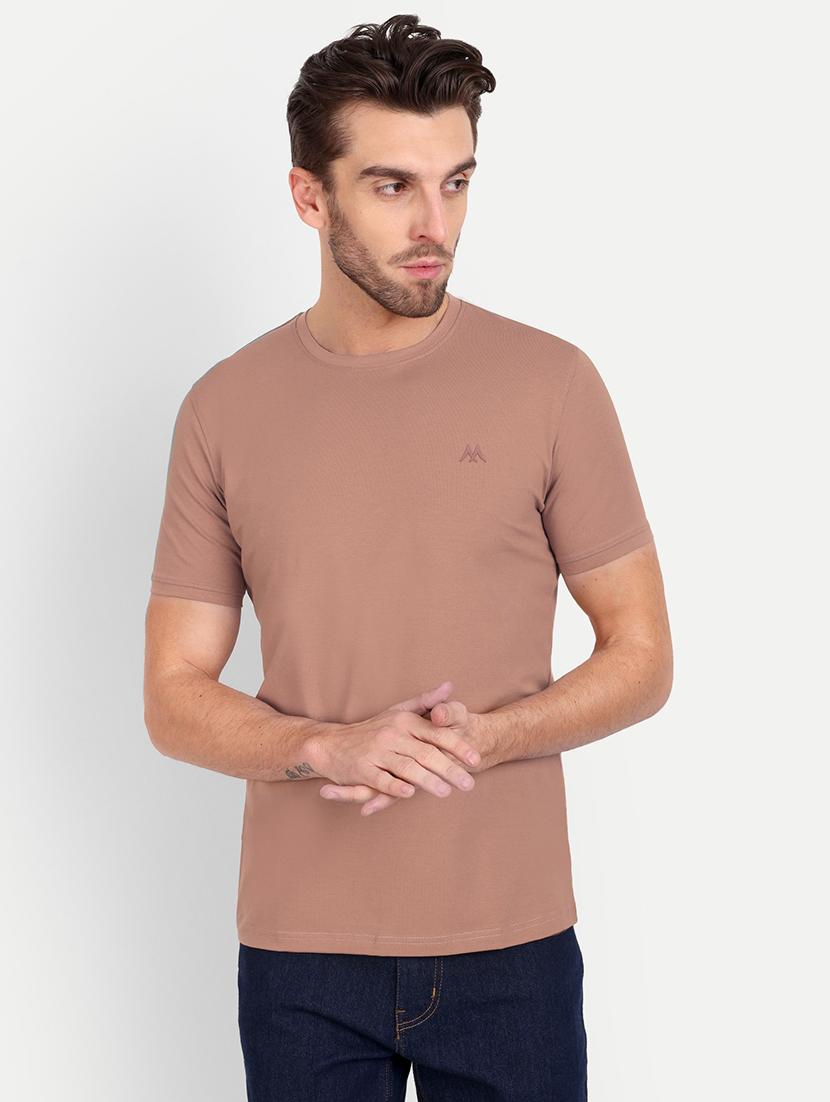solid brown cotton blend t-shirt - 21145300 - Zoom Image - 0