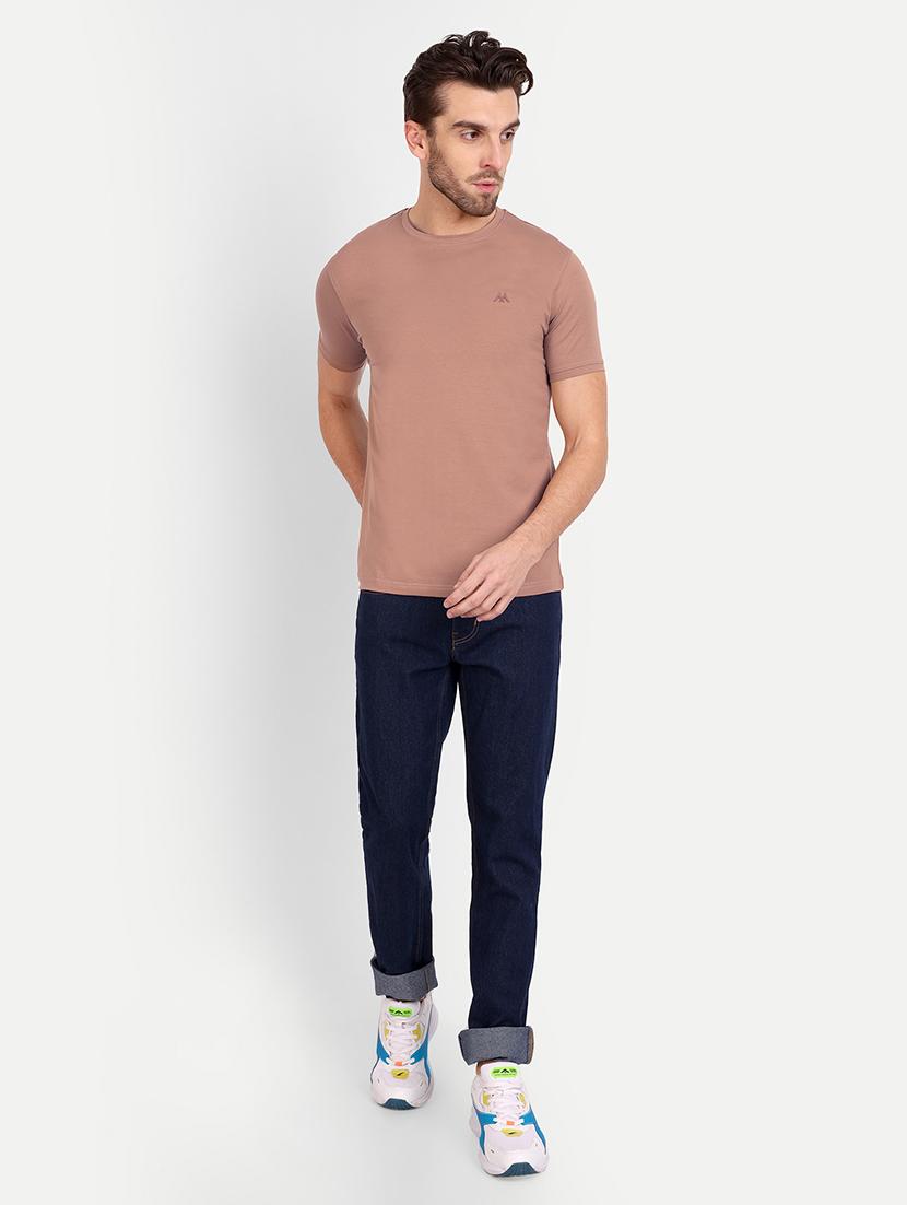 solid brown cotton blend t-shirt - 21145300 - Standard Image - 3