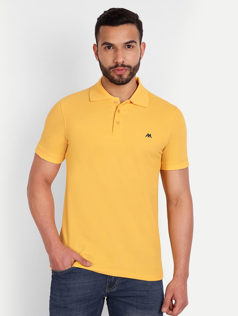 solid yellow cotton blend polo t-shirt - 21145308 - Zoom Image - 0