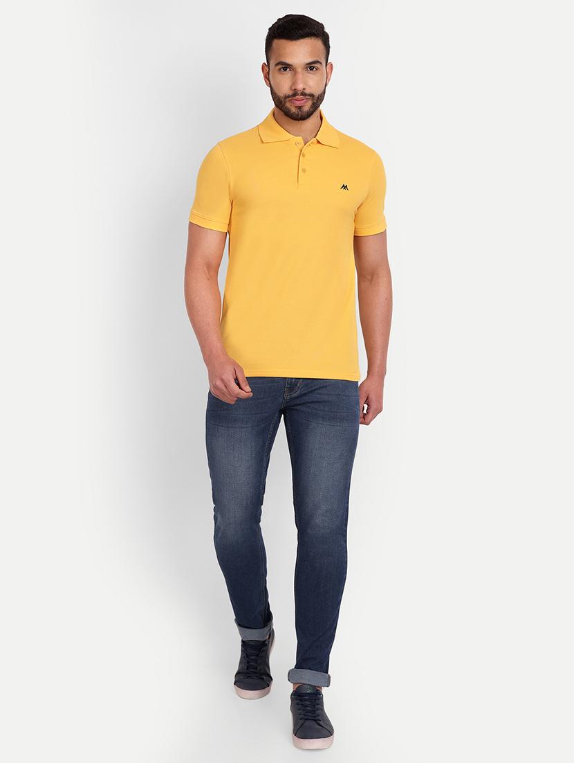 solid yellow cotton blend polo t-shirt - 21145308 - Standard Image - 3