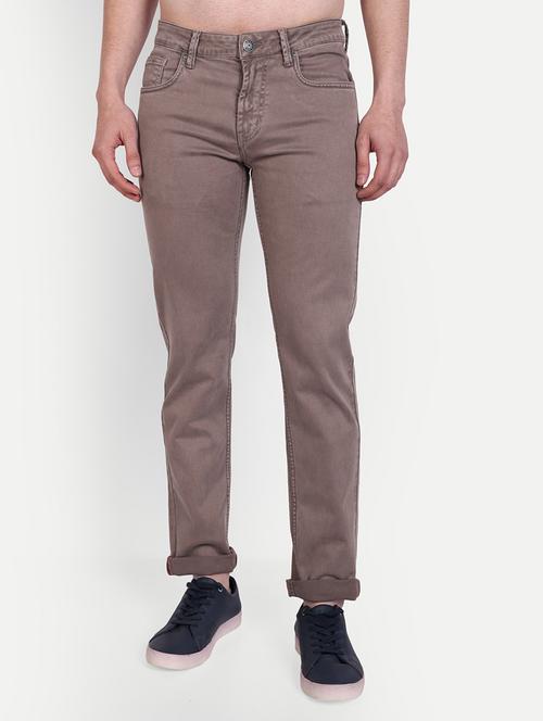 solid brown denim jeans - 21145337 - Standard Image - 0