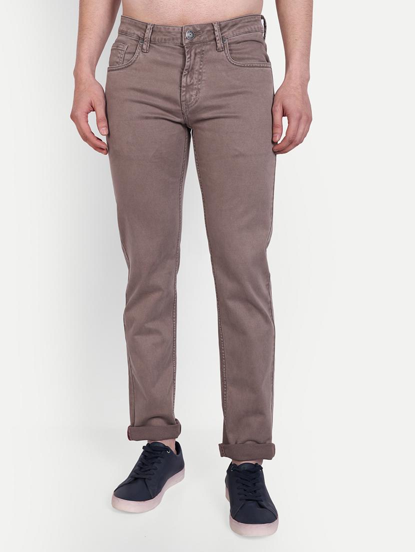 solid brown denim jeans - 21145337 - Zoom Image - 0