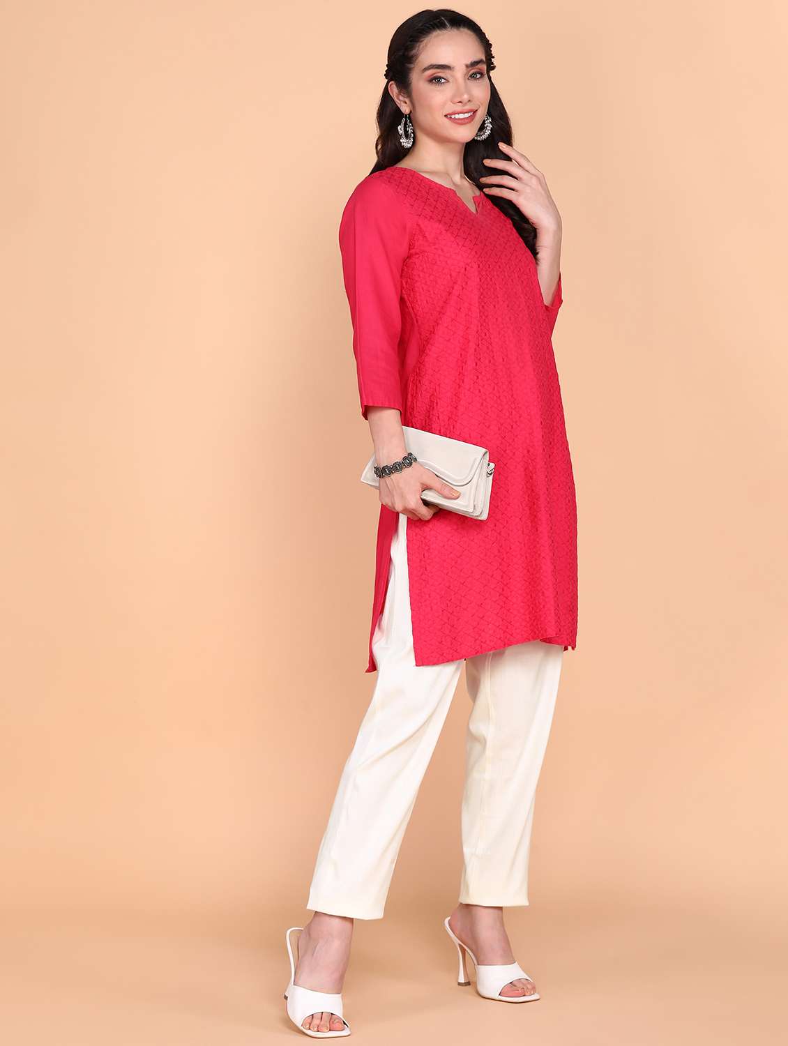 solid white flat front trouser - 21145356 - Standard Image - 3