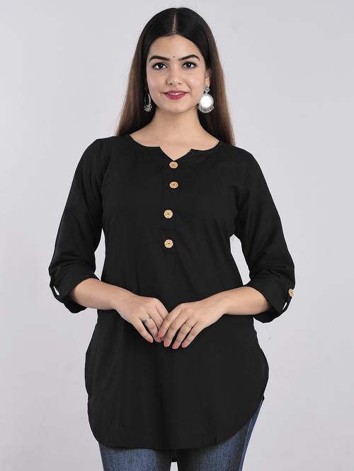 solid black regular tunic - 21145377 -  Standard Image - 0