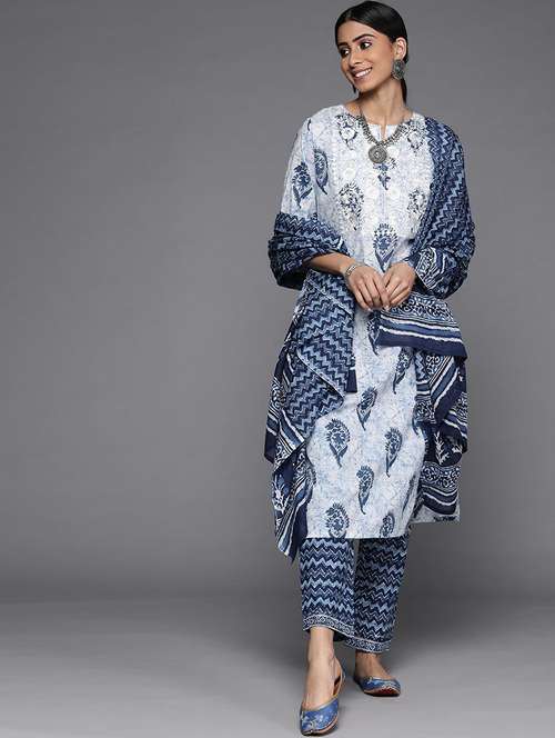 women block print suit set with dupatta - 21145386 -  Standard Image - 0