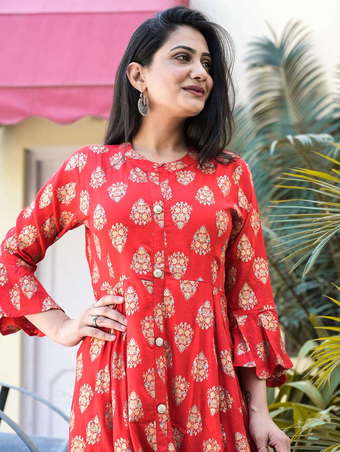 women red printed flared kurta - 21145402 - Standard Image - 3