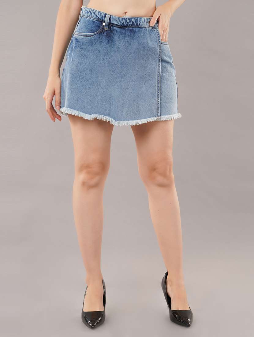 solid light blue denim skorts - 21145460 -  Zoom Image - 0