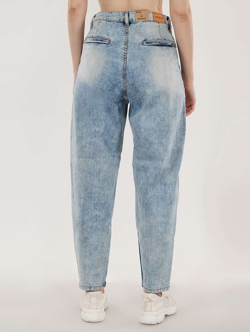 Women Solid Mid Rise Mom Fit Jeans 