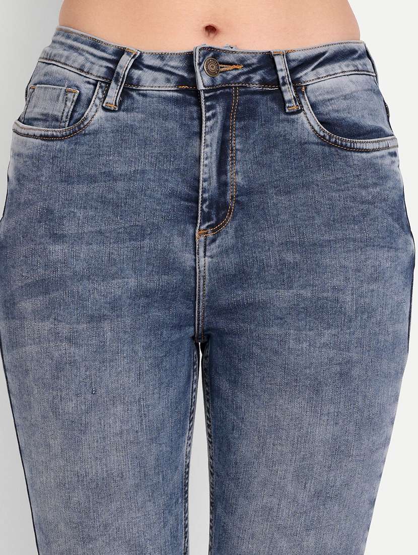 solid blue washed slim fit denim jeans - 21145478 -  Standard Image - 5