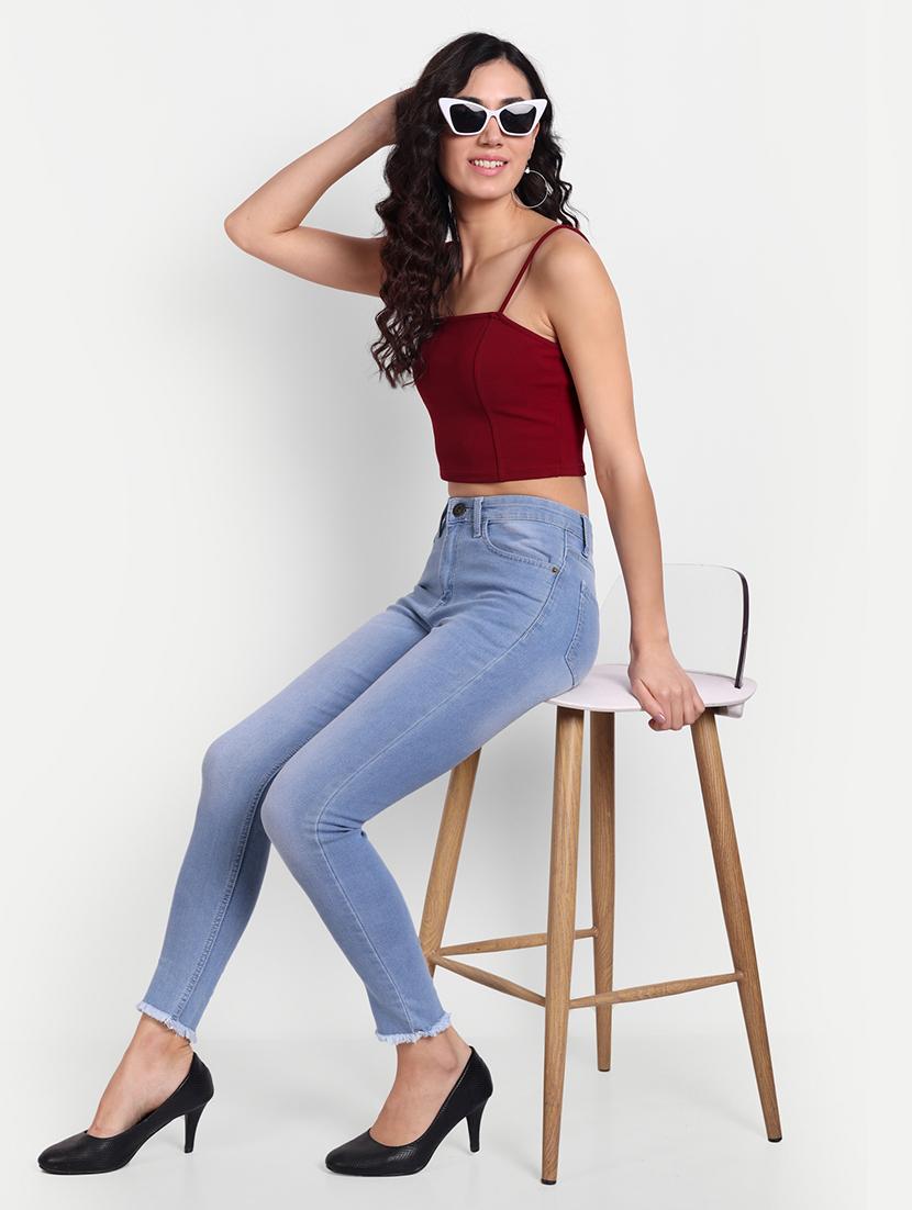 solid light blue skinny fit jeans - 21145480 - Standard Image - 3