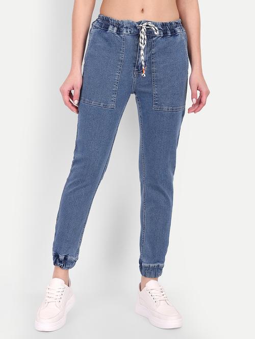 women solid mid rise jogger - 21145481 - Standard Image - 0