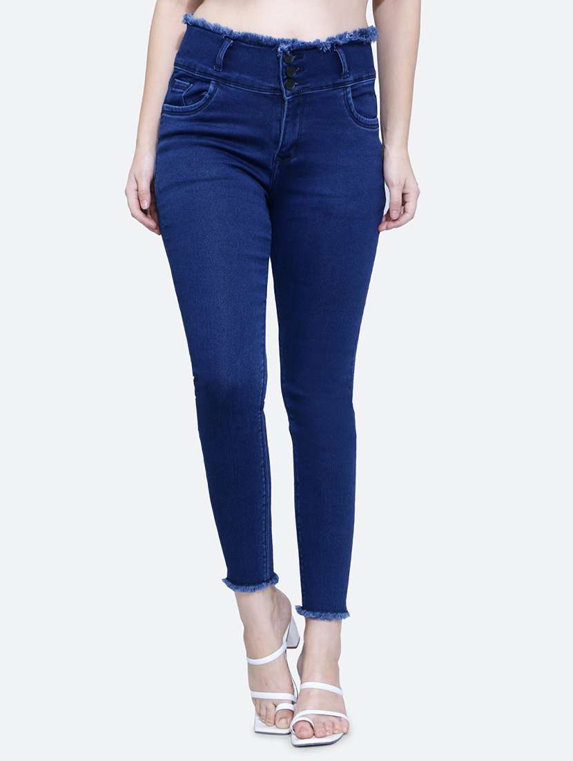 solid blue denim jeans