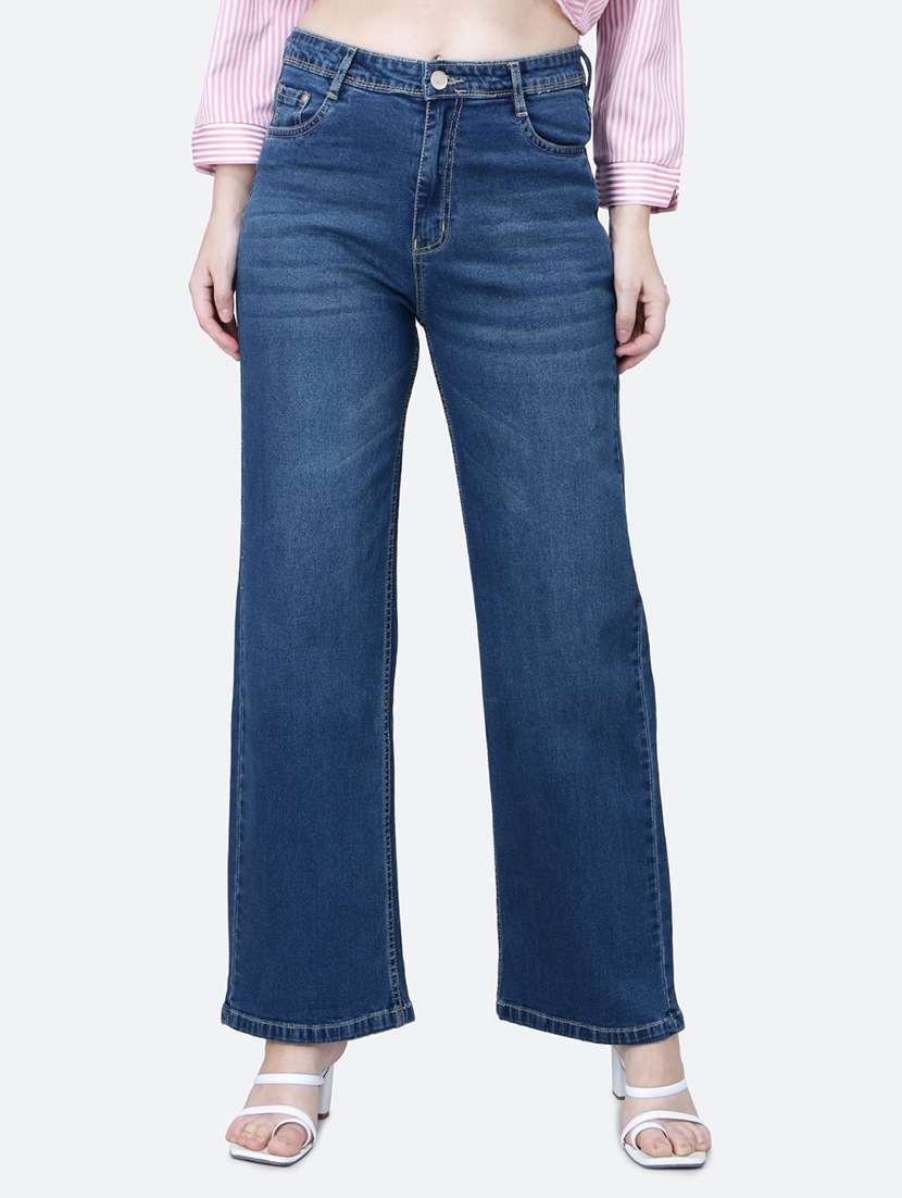 solid blue denim jeans