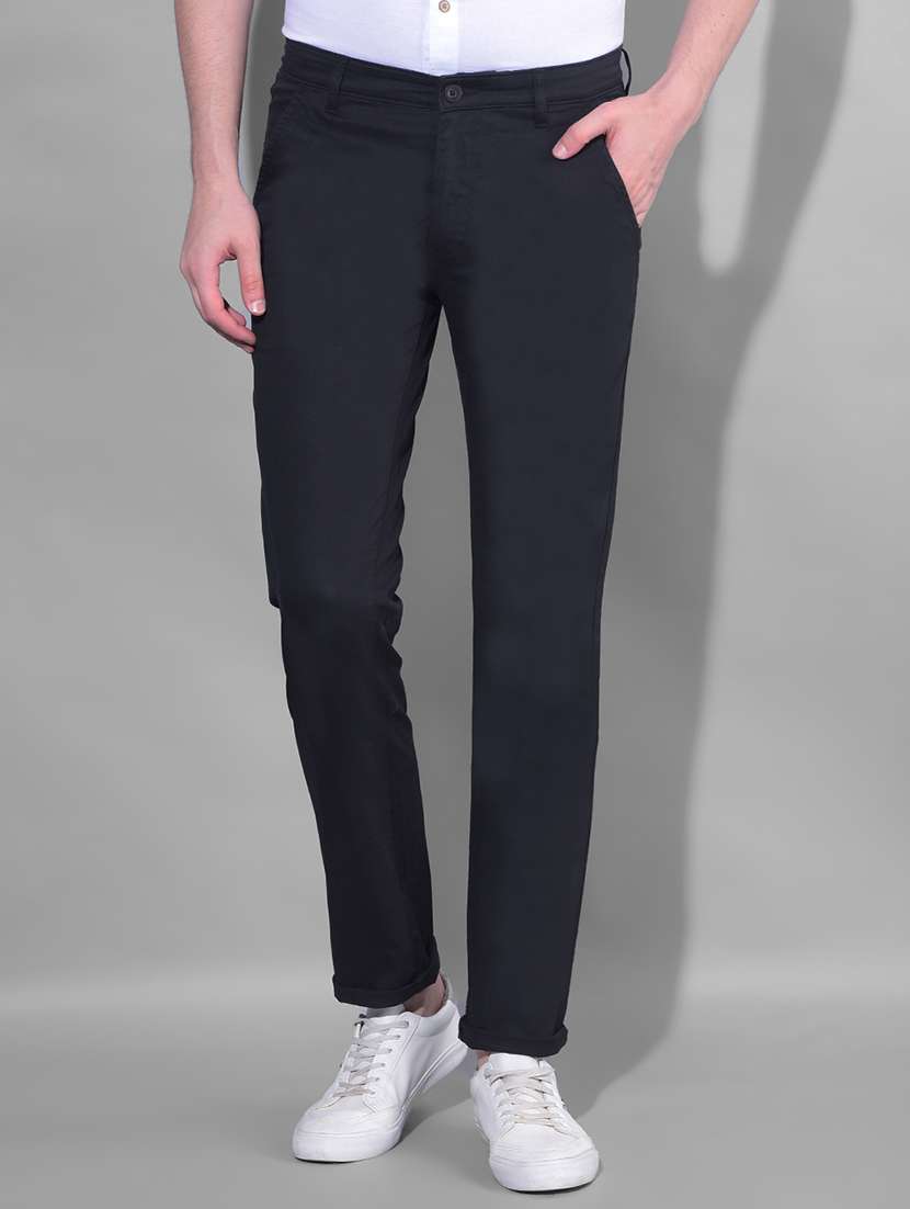 solid black casual chinos trouser - 21145888 -  Zoom Image - 0