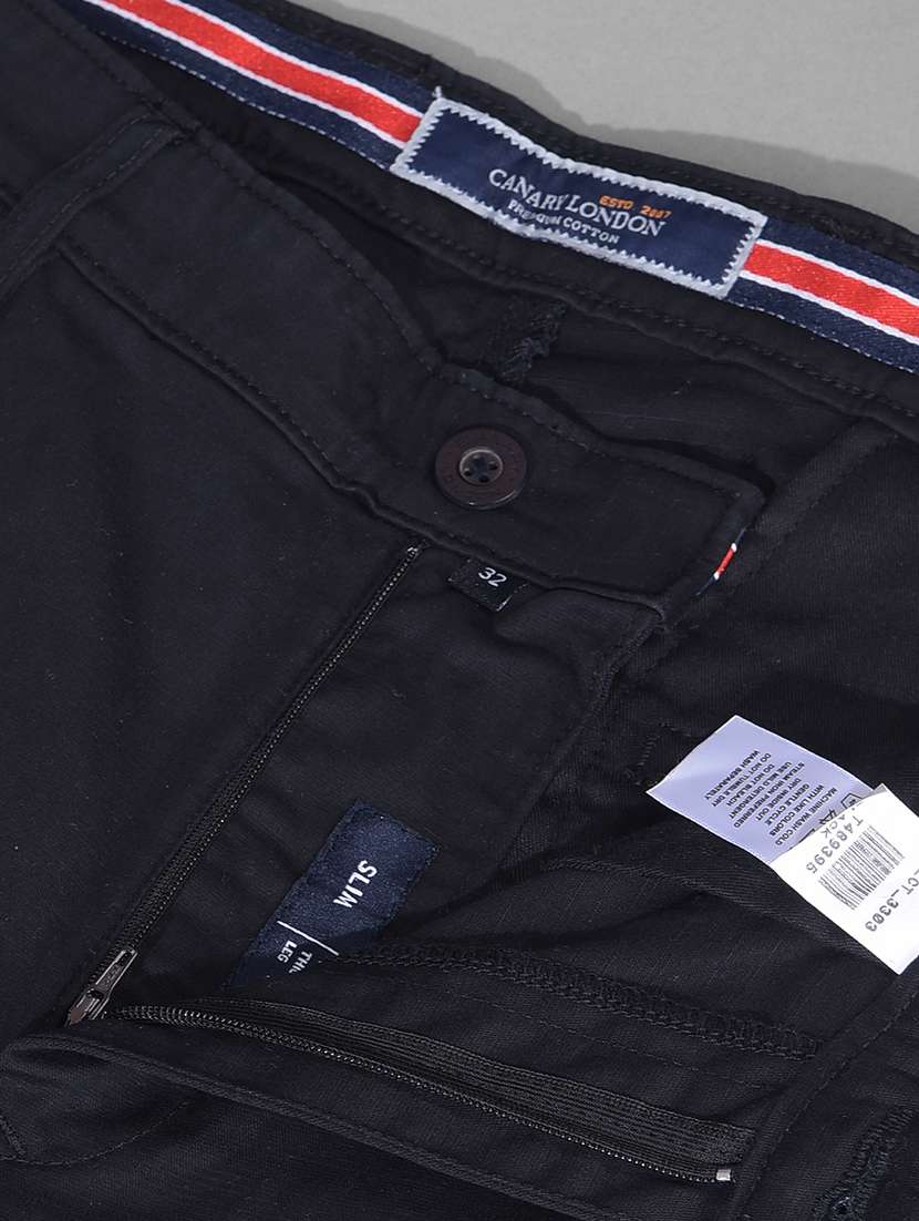 solid black casual chinos trouser - 21145888 - Standard Image - 5