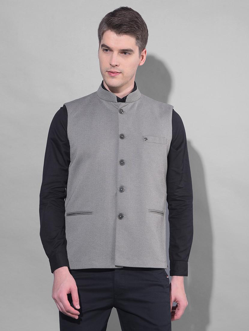 solid grey classic waist coat - 21145911 - Zoom Image - 0