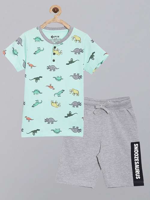 boys round neck printed shorts twin set - 21148097 - Standard Image - 0