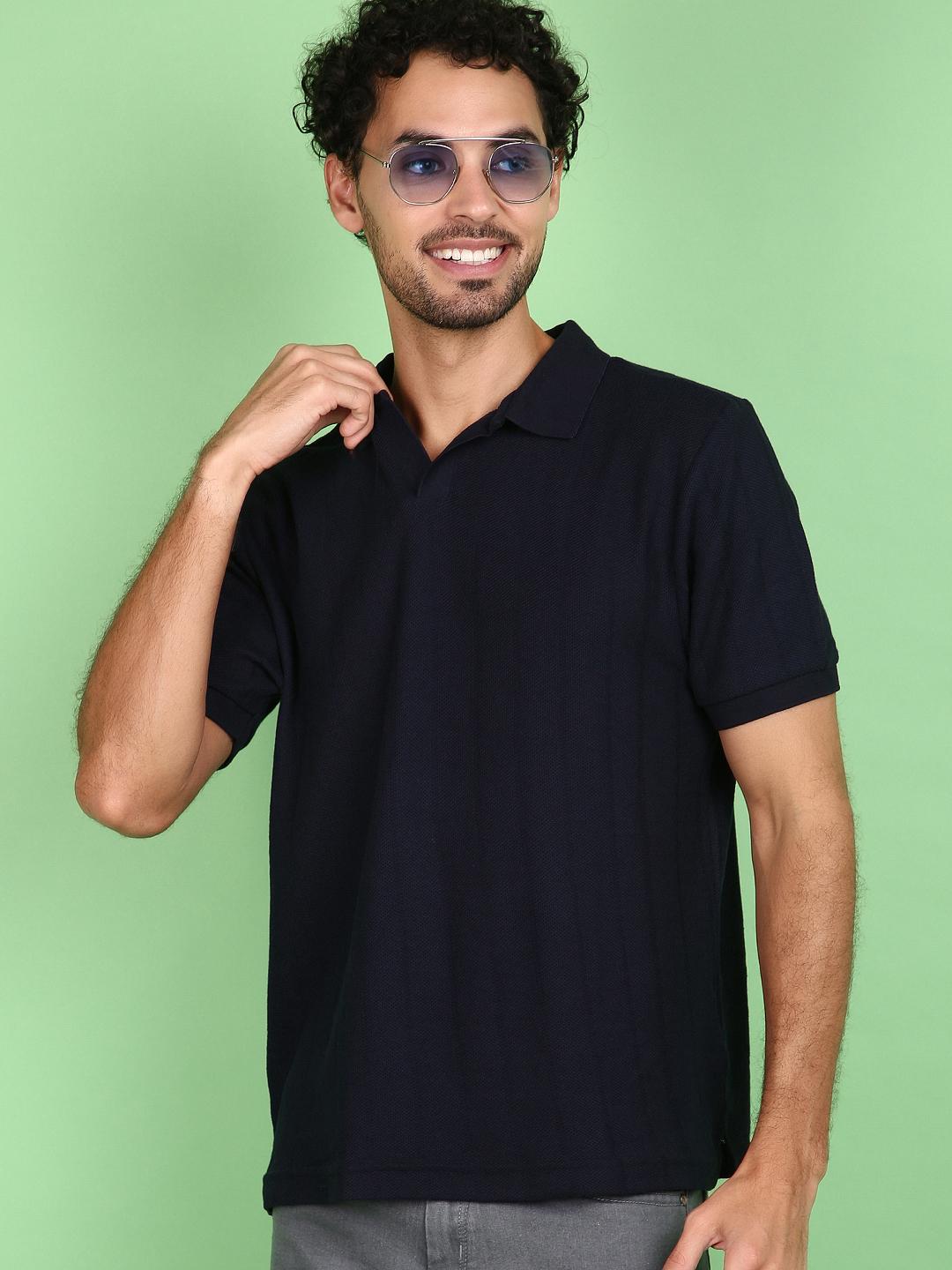 navy blue cotton front print tshirt - 21148122 - Standard Image - 3