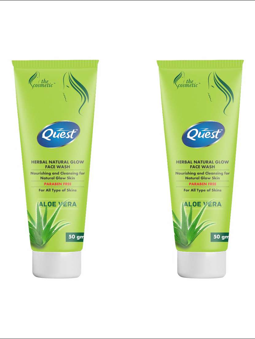 pack of 2 quest herbal natural glow aloe vera  face wash 