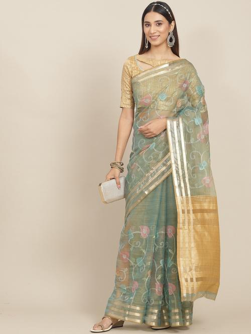 blue embroidered saree - 21148439 - Standard Image - 0