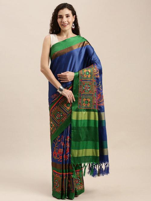 women blue embroidered saree - 21148474 - Standard Image - 0
