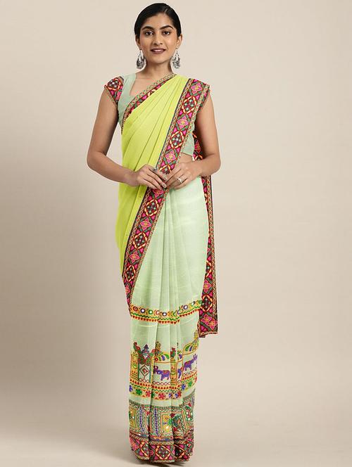 yellow embroidered saree - 21148497 - Standard Image - 0