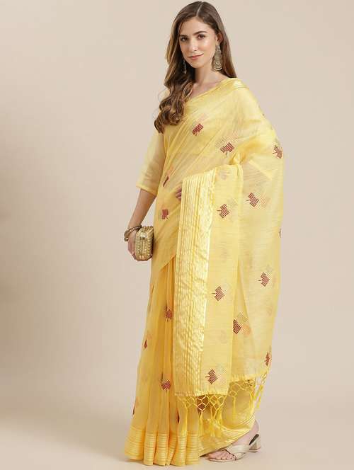 yellow embroidered saree - 21148571 -  Standard Image - 0