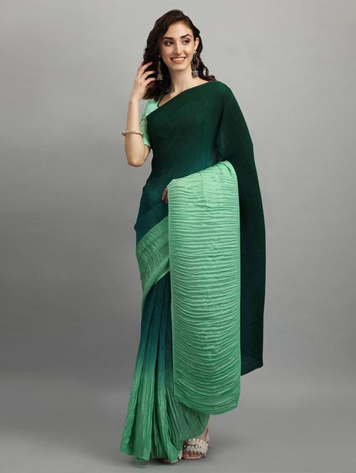 dark green ombre saree - 21148676 - Standard Image - 0