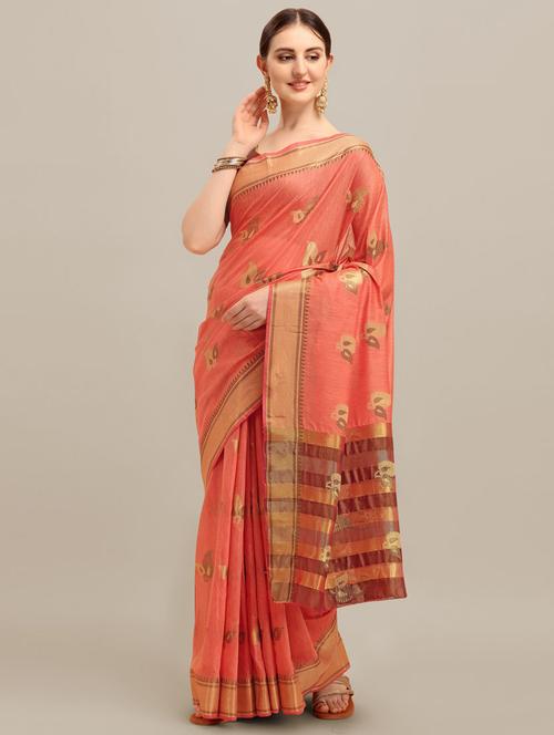 peach cotton silk dharmavaram saree - 21148696 - Standard Image - 0