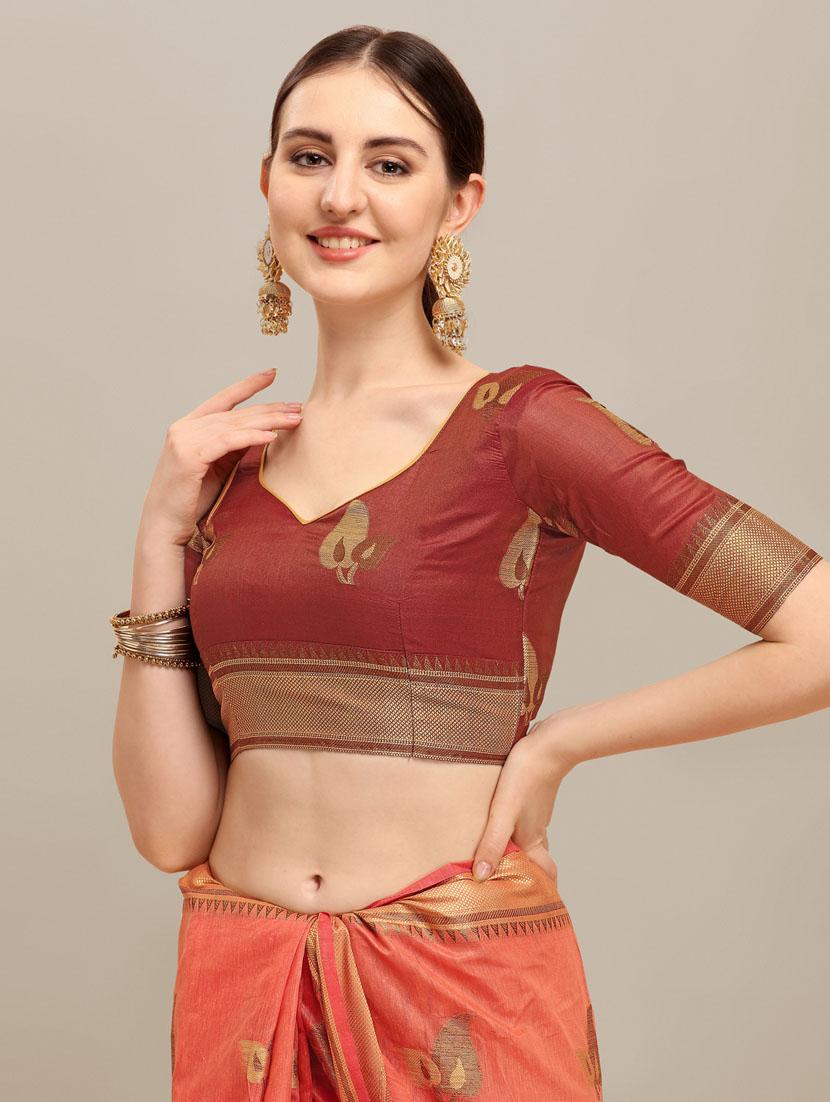 peach cotton silk dharmavaram saree - 21148696 - Standard Image - 3