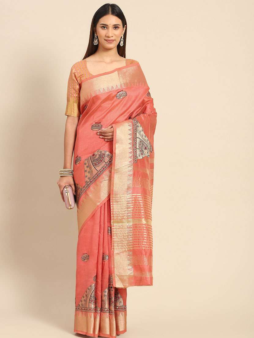 peach cotton silk assam saree - 21148726 - Zoom Image - 0