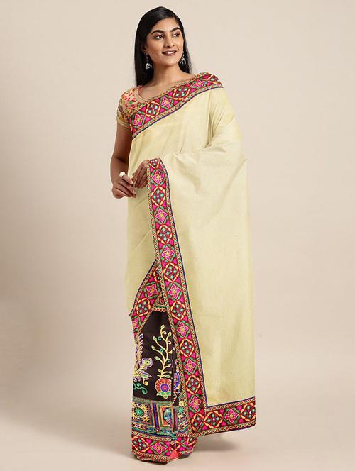 cream embroidered saree - 21148751 -  Standard Image - 0