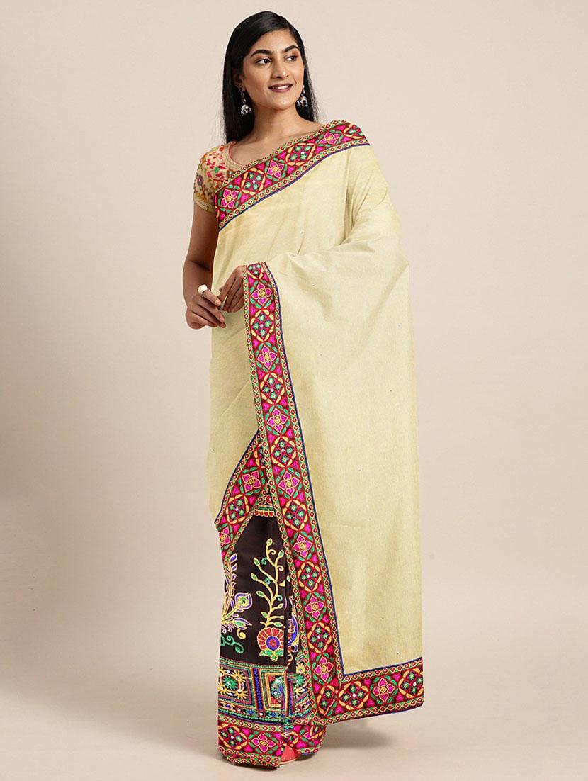 cream embroidered saree - 21148751 -  Zoom Image - 0