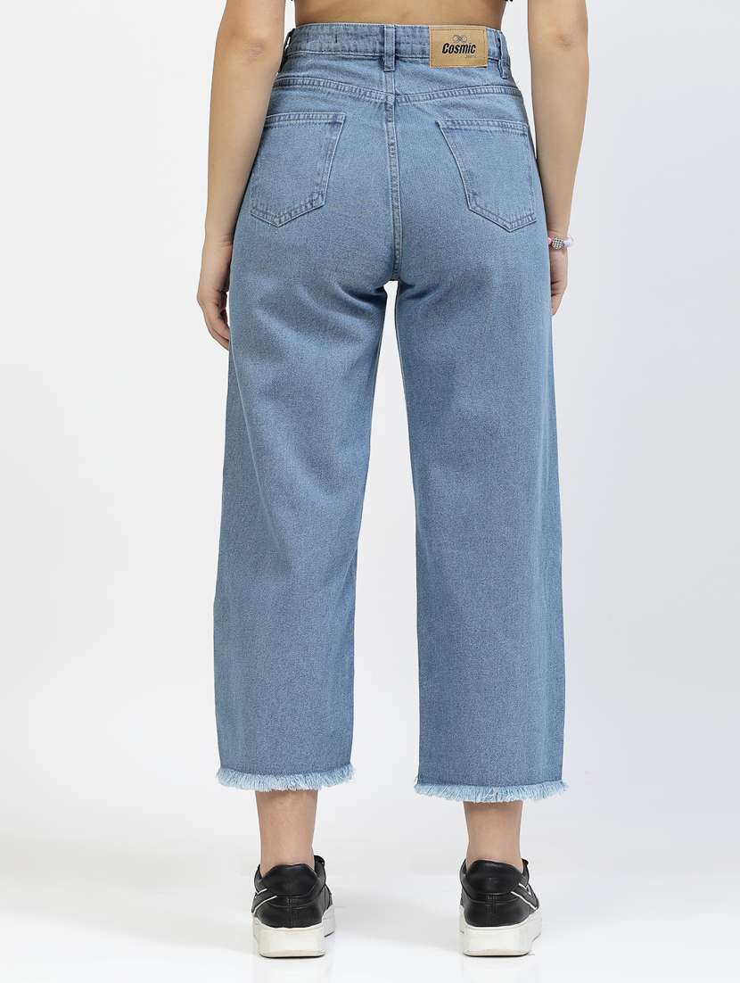 women solid wide leg high rise jean - 21148805 -  Standard Image - 3