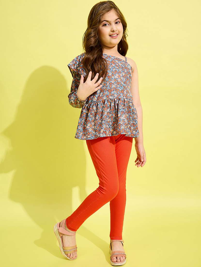 girls floral printed full length set