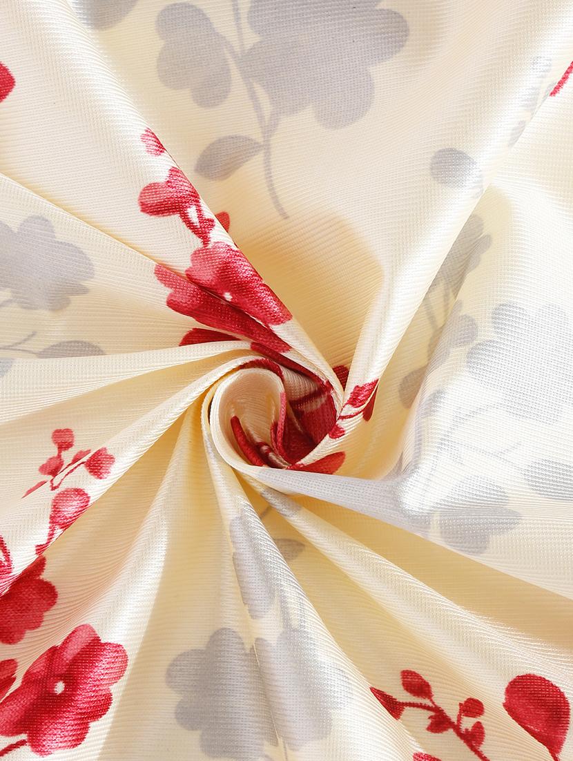 red 2 pieces bloom burst eyelet polyester door curtains - 21150590 - Standard Image - 3