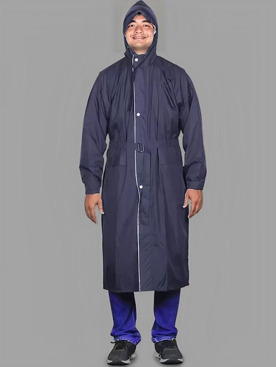 solid blue nylon rain coat - 21151096 - Zoom Image - 0