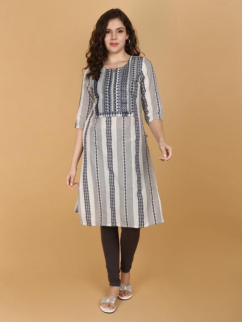 women three quarter sleeve a-line kurta - 21151196 - Standard Image - 0