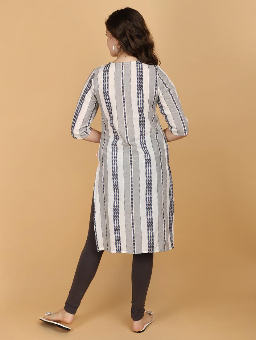 women three quarter sleeve a-line kurta - 21151196 - Standard Image - 3