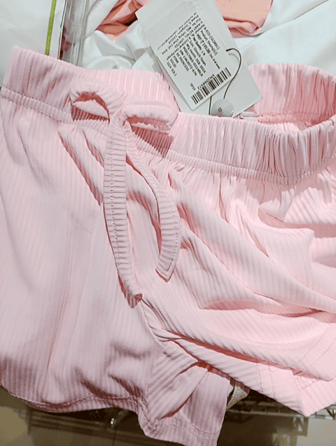 pink poly rib shorts and threefourth - 21151340 - Standard Image - 0