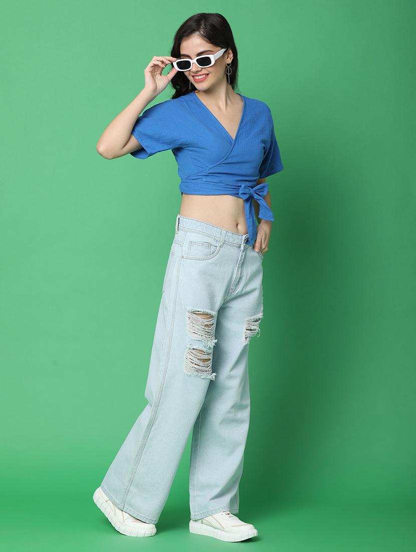 blue cotton regular top - 21151363 - Standard Image - 5