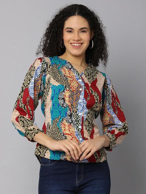 women multi colored polyester regular top - 21151484 - Standard Image - 0